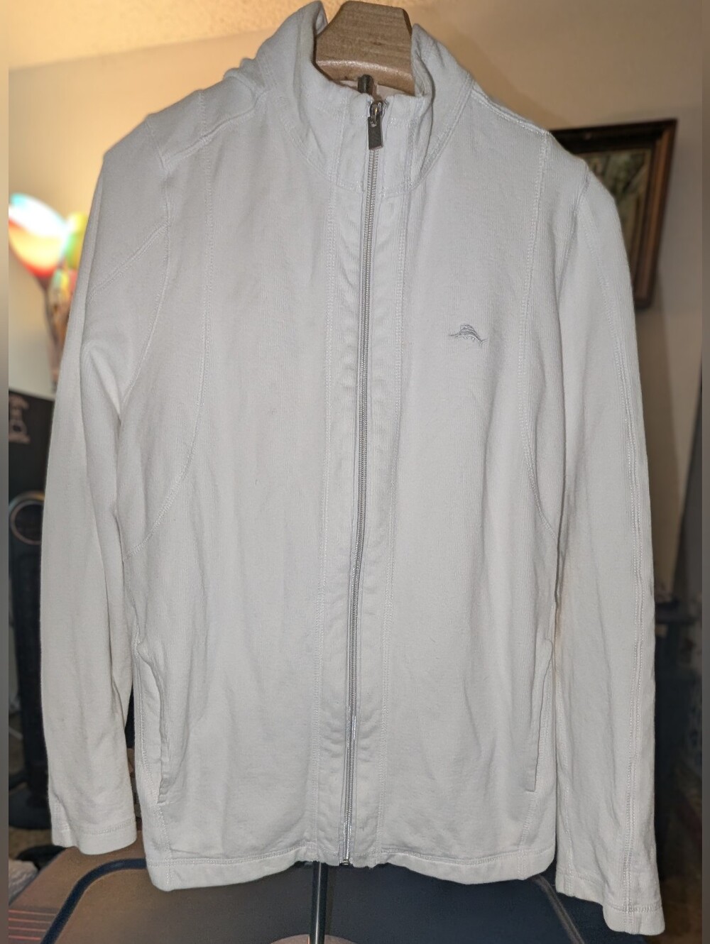 Tommy Bahama Men's White Lightweight Zip Jacket